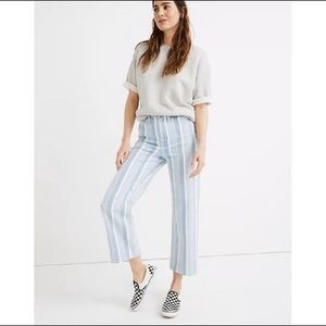Madewell Slim Wide Leg Crop Jeans in Dion Stripe Blue Size 25 High Rise Stretch